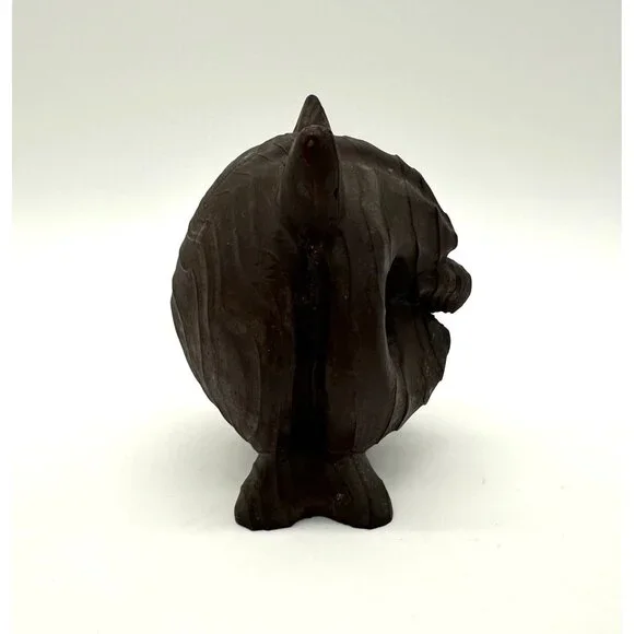 Vintage Owl Figurine Carved Wood Googly Eyes Mid Century Modern Kitsch Horned - Picture 4 of 9